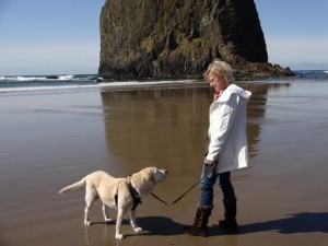 Bailey and Lori at Haystack Rock, Cannon Beach, Oregon